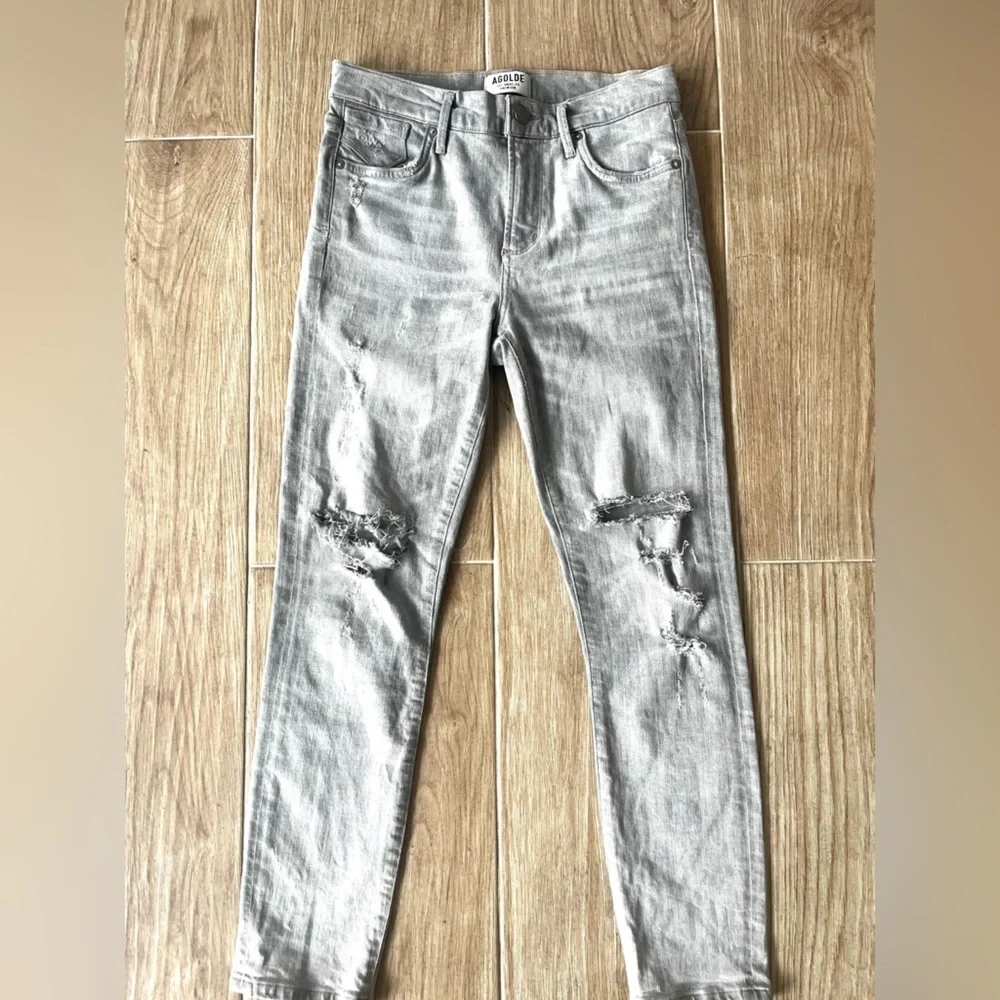 AGOLDE Sophie High Rise Skinny Jean in Gray